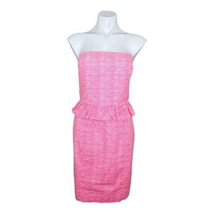 Lilly Pulitzer Lowe Fiesta Pretty Bright Pink Neon Gingham Dress-Sz 6